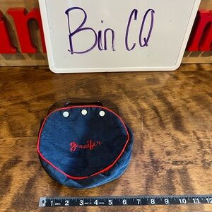 Navy and Red handmade vintage Handbag with Jennifer embroidered